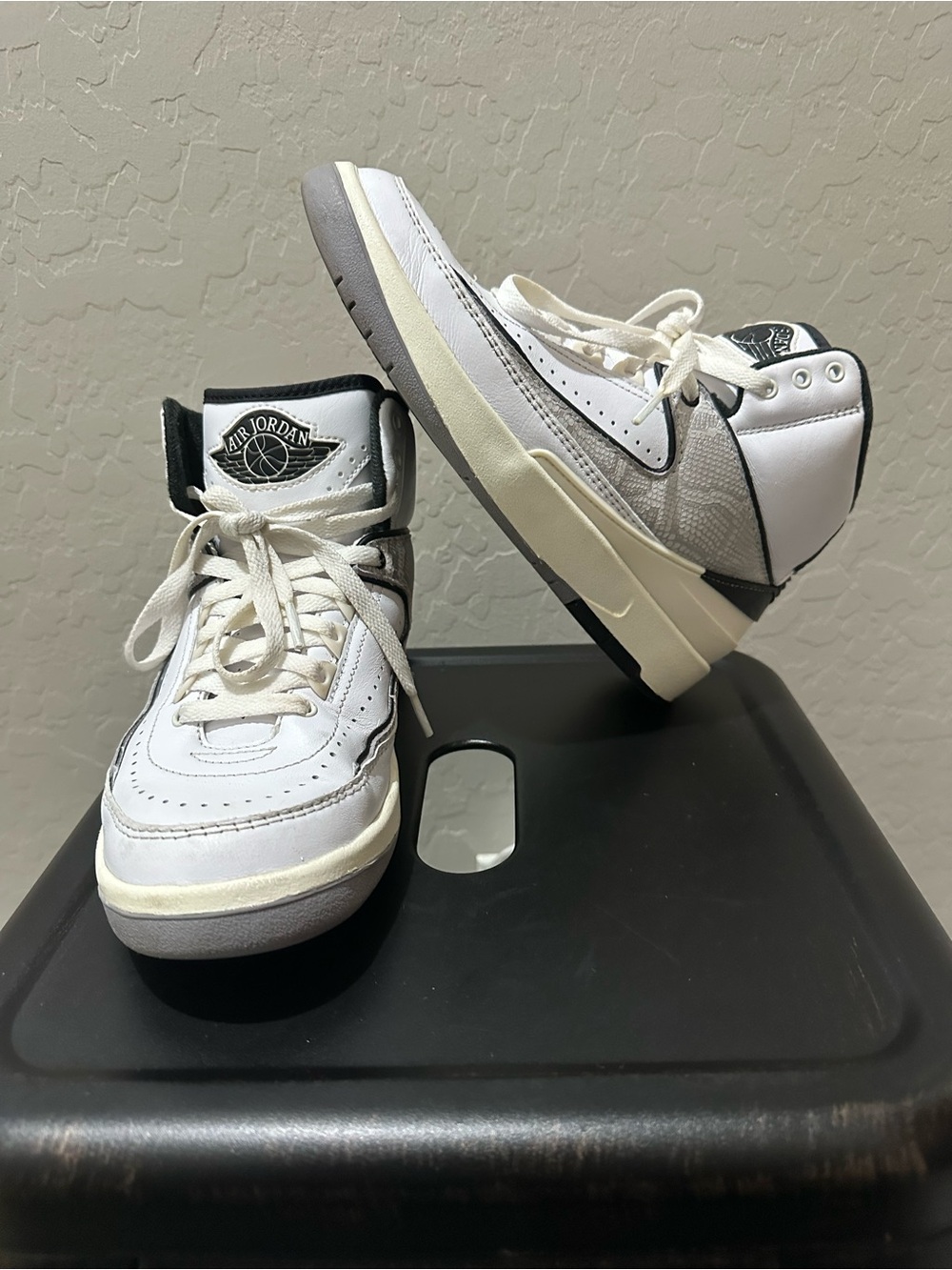 Jordan Kids White, Black and Cream High-Top Sneakers
